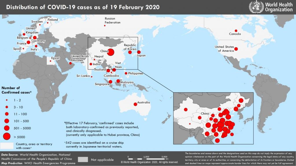 La situazione pandemia Covid-19 il 19-2-20