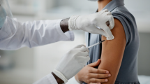 Child vaccination closeup.